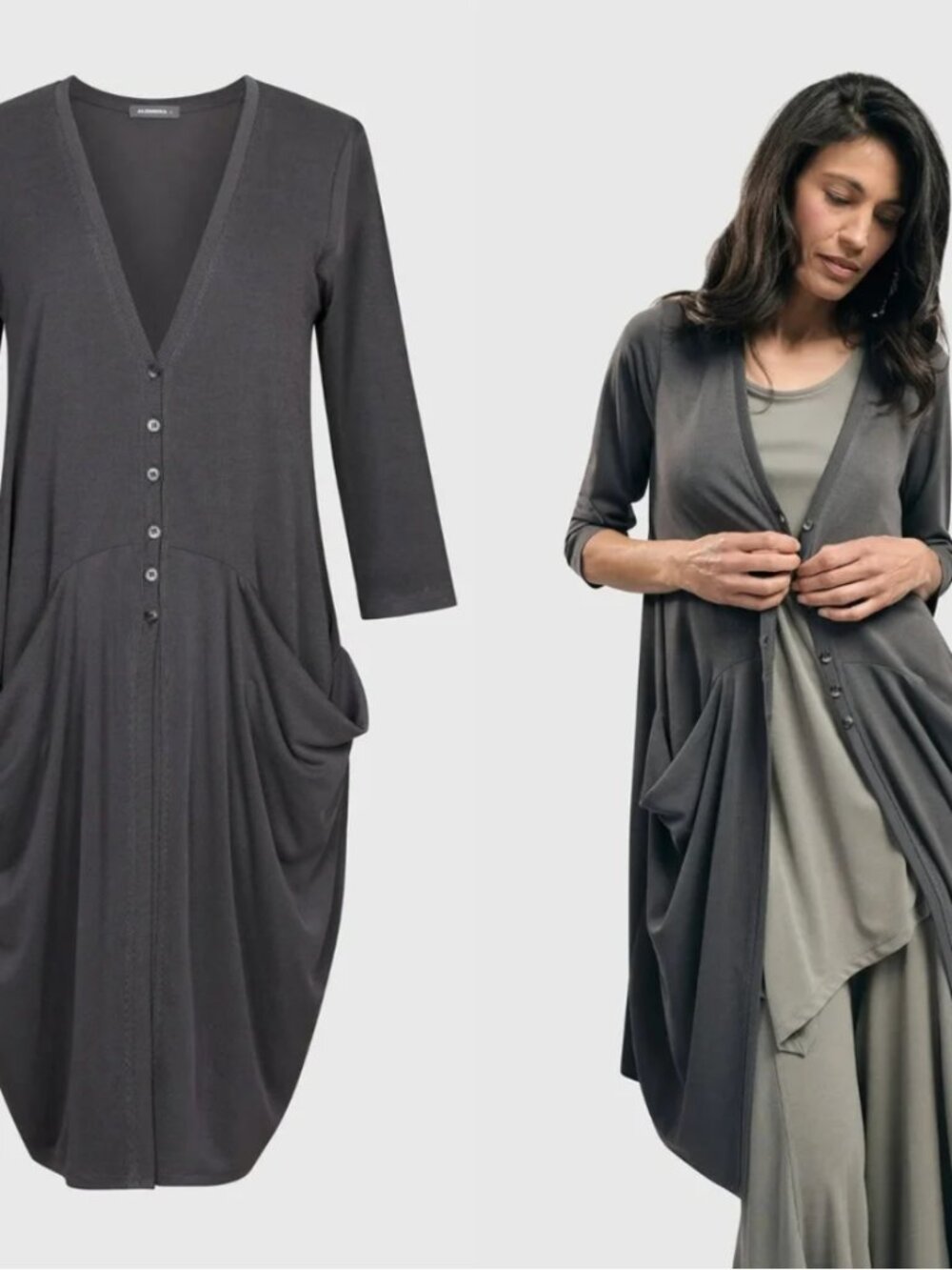 NWT Alembika Essential Draped Cocoon Tunic Jacket Grey Size 0 | US 4-6 Lagenlook